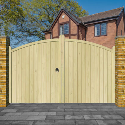 Wooden Driveway Gates - The Chappelwood - Bow Top