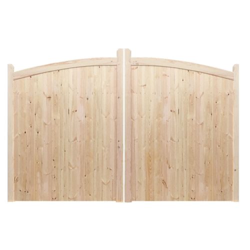 Wooden driveway gate with arch top