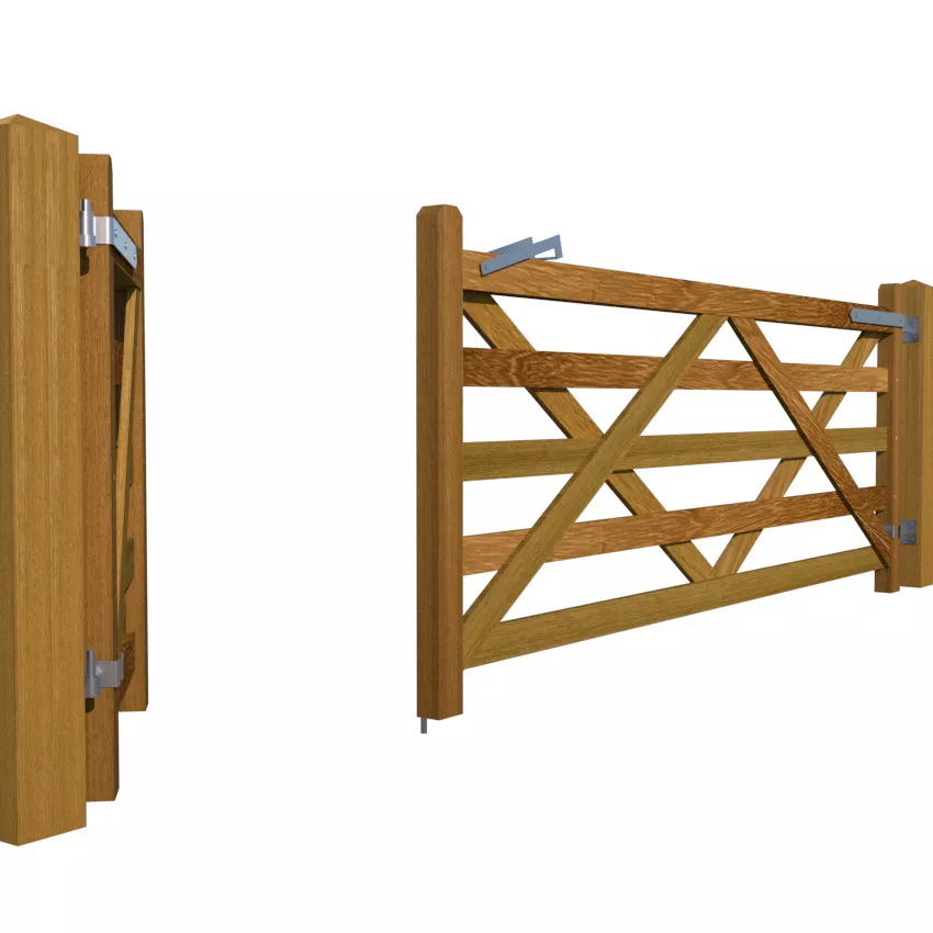 5 Bar Field Gate and Access - hardwood iroko -
