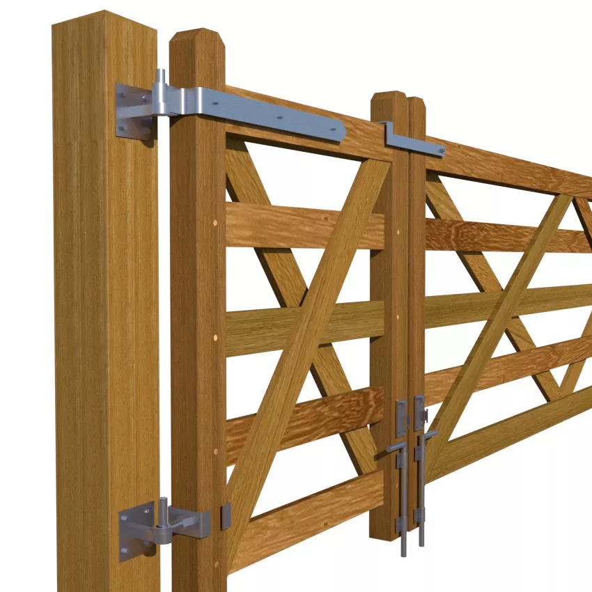 5 Bar Field Gate and Access - hardwood iroko
