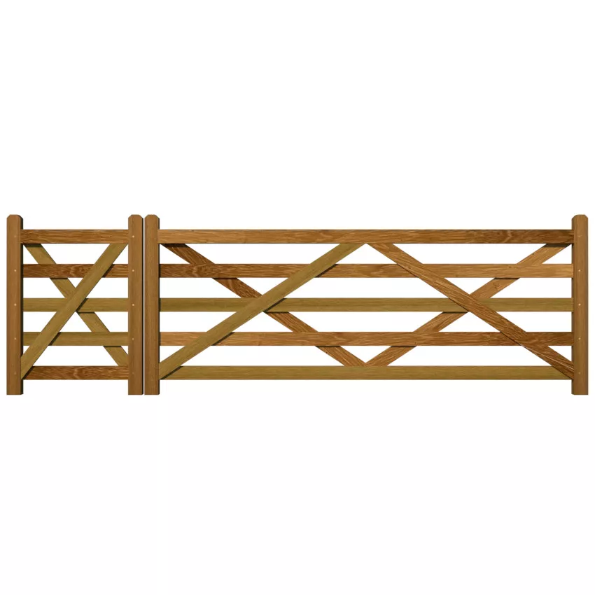 5 Bar Field Gate and Access - hardwood iroko