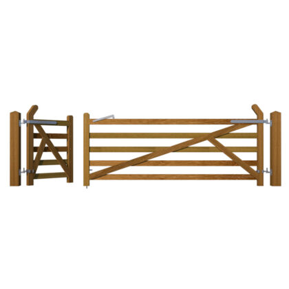 Arch Top Field Gate in Iroko Hardwood - open