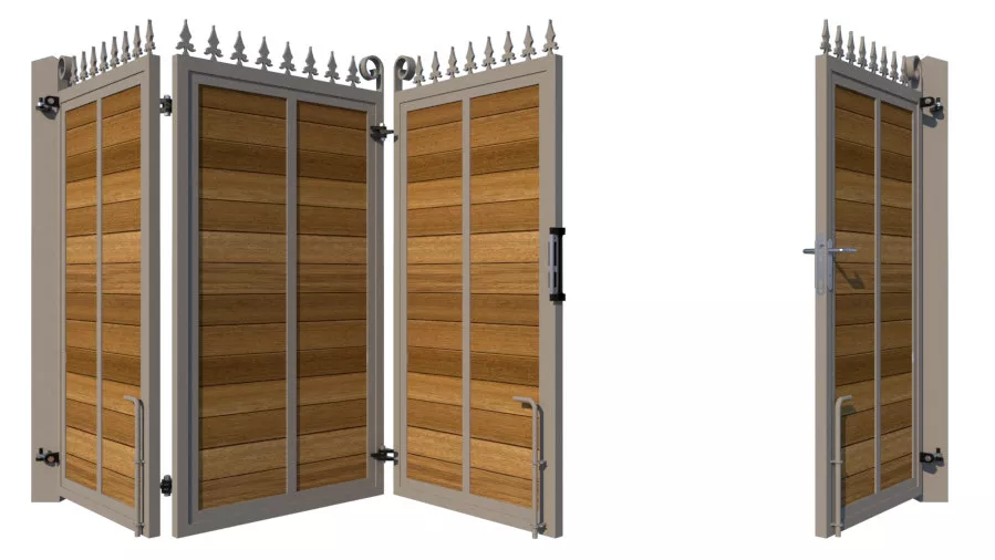 Bi-fold Gates Metal Framed with Hardwood - The Dartford - 3+1 rear