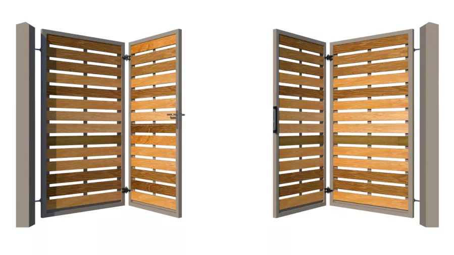 Bi-fold Gates Metal Framed with Hardwood - The Kingston - opening