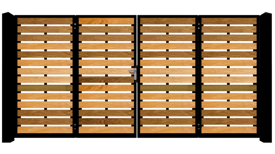 Bi-fold Gates Metal Framed with Hardwood - The Kingston