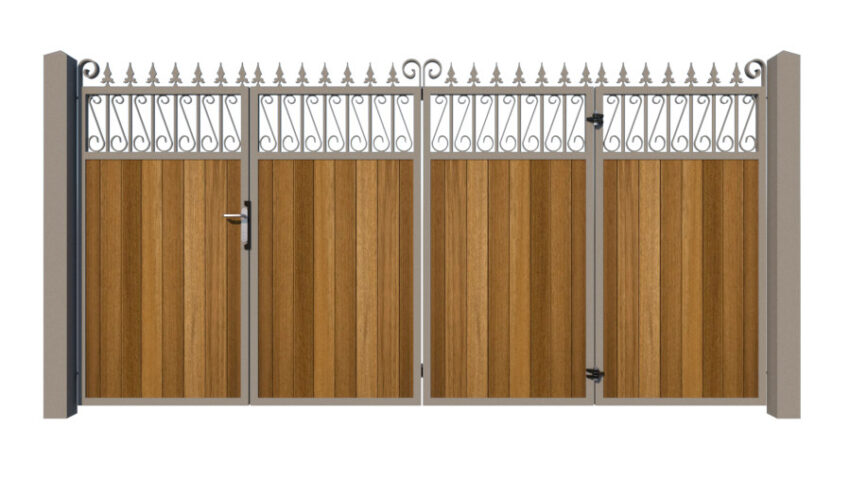 Bi-fold Gates Metal Framed with Hardwood - The Lemmington - 3+1