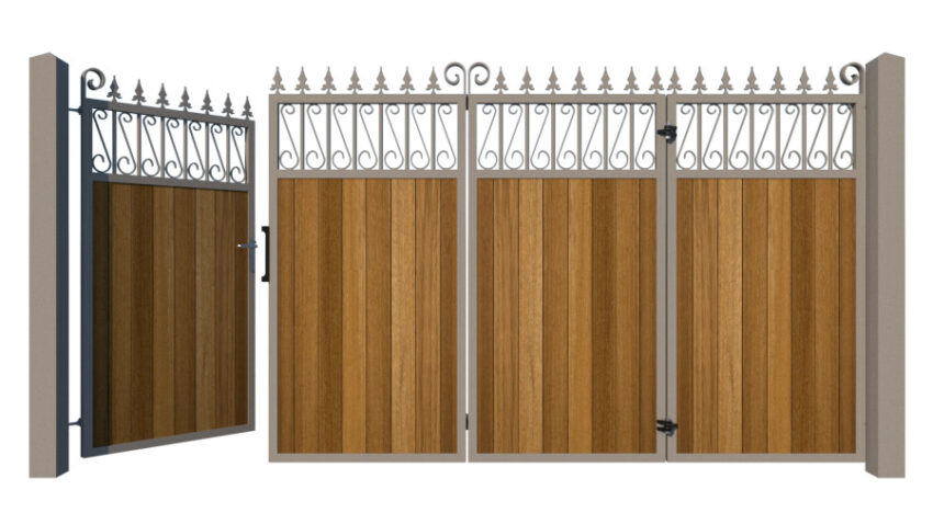 Bi-fold Gates Metal Framed with Hardwood - The Lemmington - 3+1 open