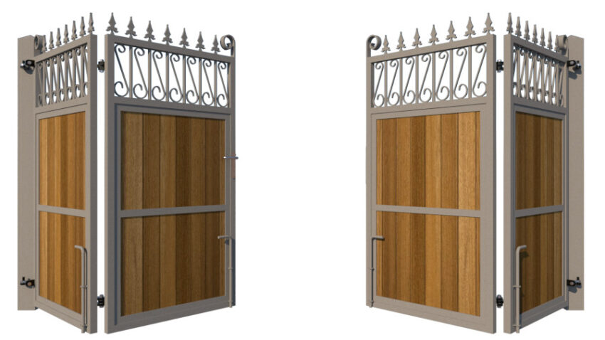 Bi-fold Gates Metal Framed with Hardwood - The Lemmington - rear open