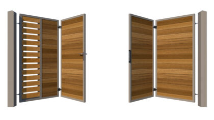 Bi-fold Gates Metal Framed with Hardwood - The Stamford - opening