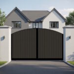 Bow Top Sliding Metal Gate with composite - The Kent