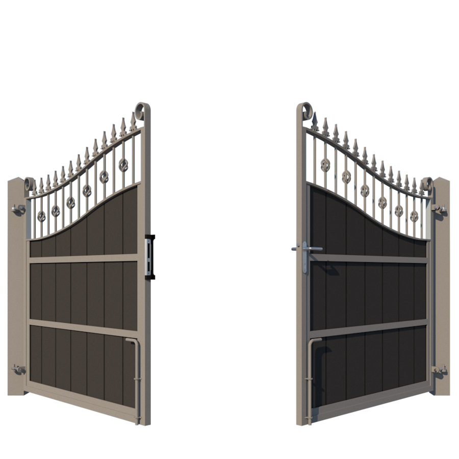 Composite Driveway Gate - The Aberdeen - showing opening from rear