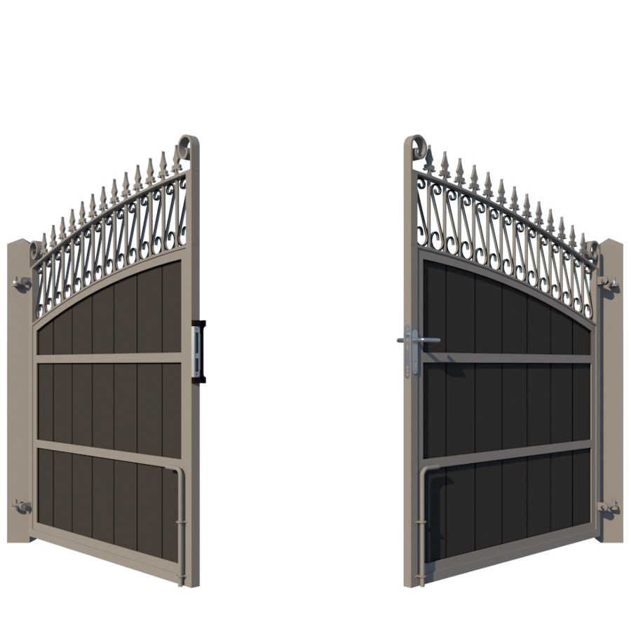 Composite Driveway Gate - The Oxford - opening up from rear