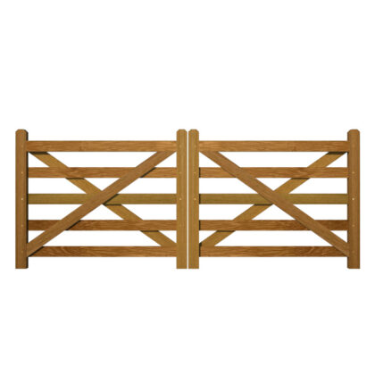 Double Cross Field Gate in Iroko Hardwood