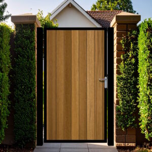 Flat top side gate - metal framed with hardwood - The York