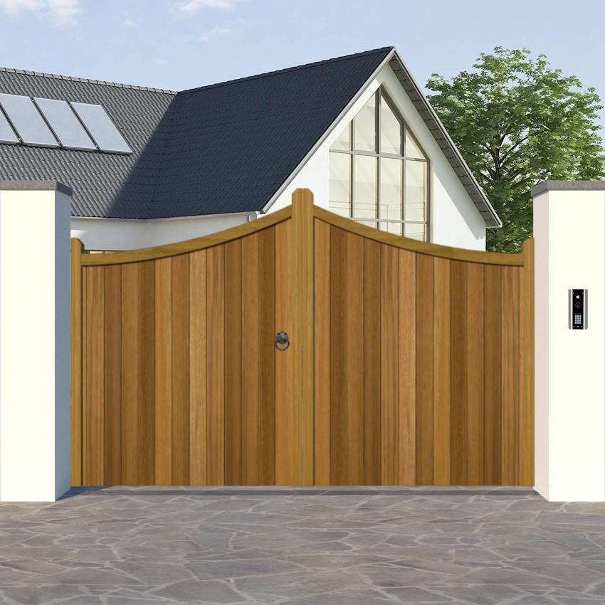 Hardwood Driveway Gate - Sweeping Bow - The Woodberry