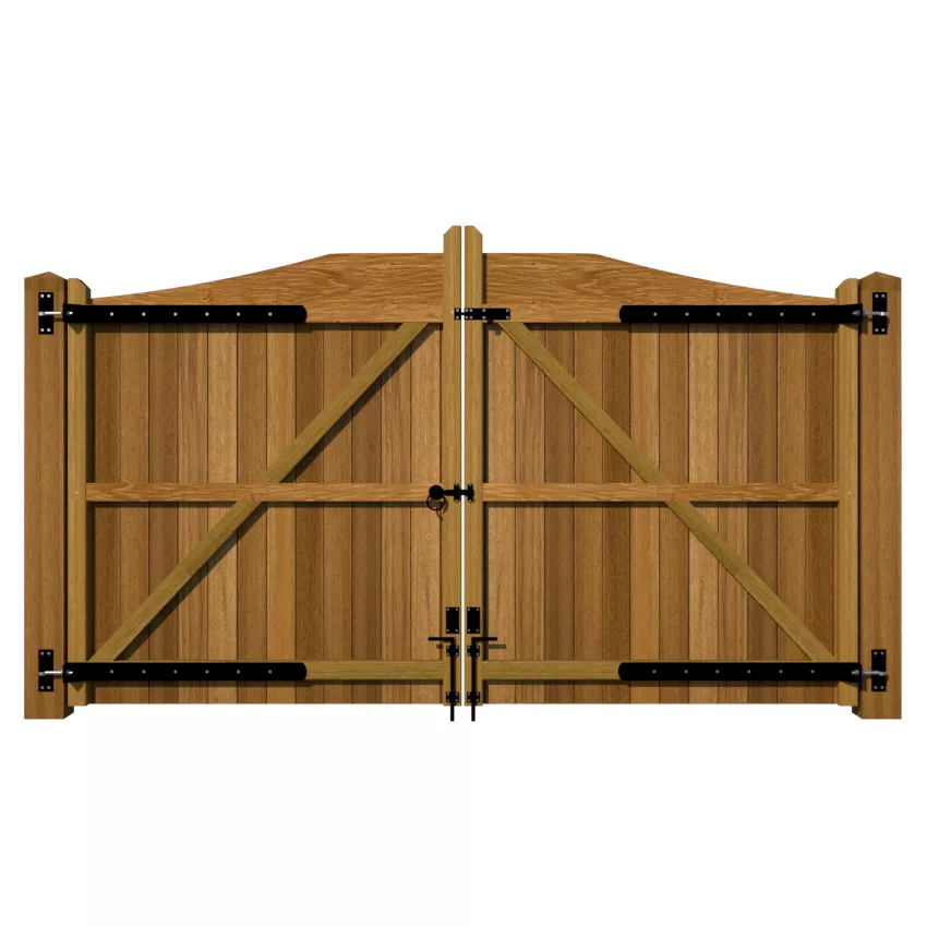 Hardwood Driveway Gates - The Brookwood - rear