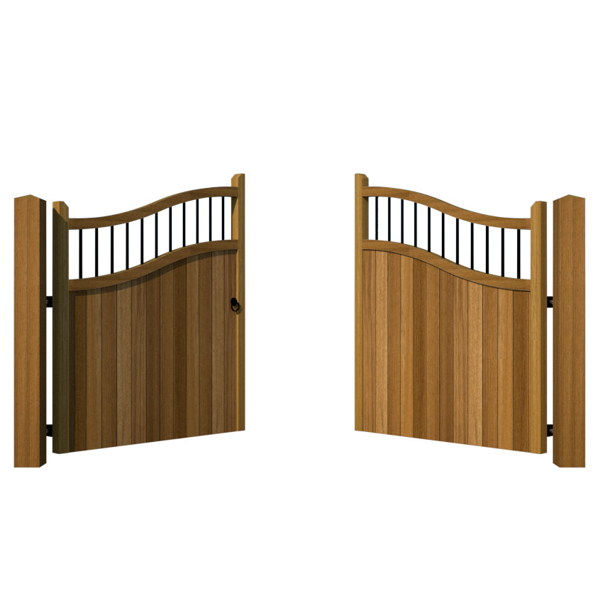 Hardwood Driveway Gates - The Outwood - open