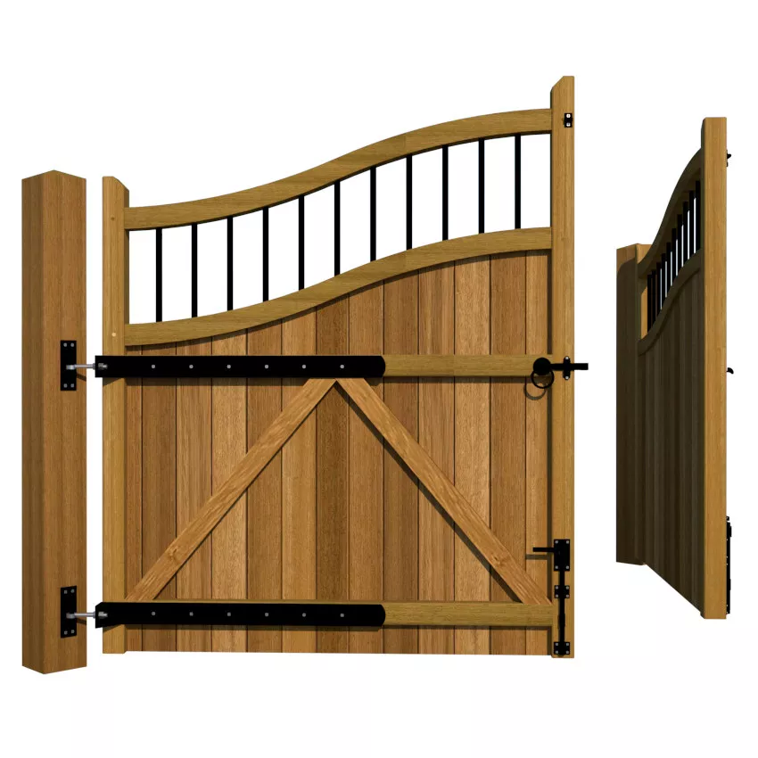 Hardwood Driveway Gates - The Outwood - rear 2