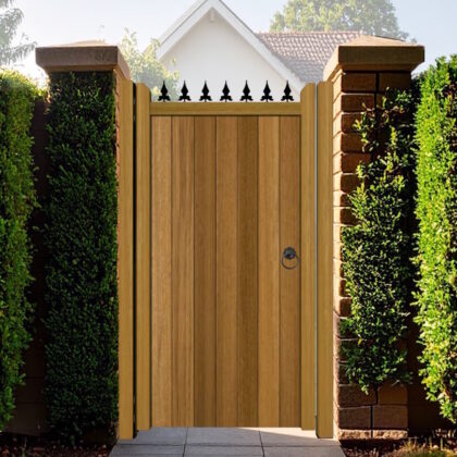 Hardwood Pedestrian Side Gate - Flat Top with FDL header The London
