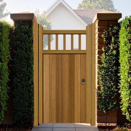 Hardwood Pedestrian Side Gate - Flat Top with Spindles - The Baywood