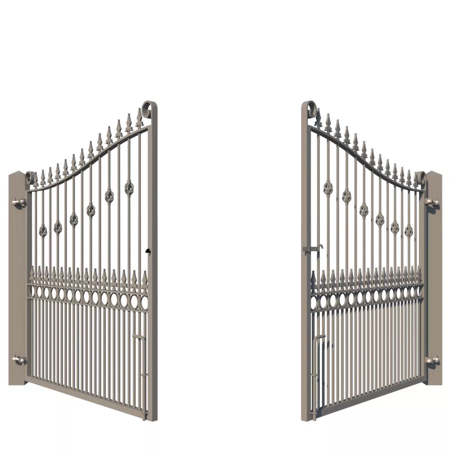 Metal Driveway Gate - The Farnham - showing opening from rear
