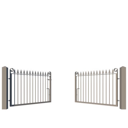 Metal Driveway Gate design - the Farborough Low - showing opening