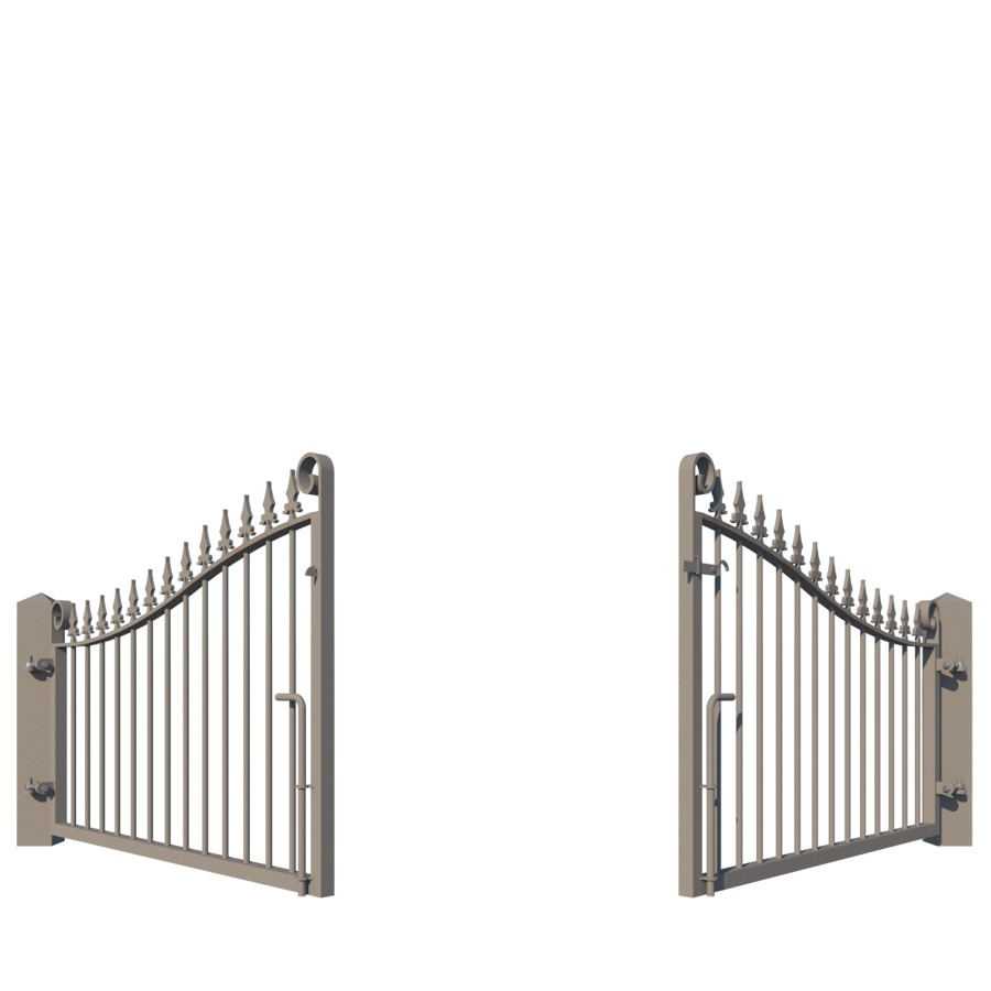 Metal Driveway Gate design - the Hartland Low - showing opening - rear view