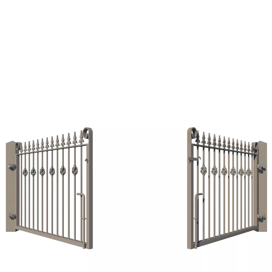Metal Driveway Gate design - the Sheringham Low - centre opening gate - rear view
