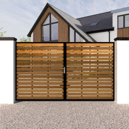 Metal-Framed-Driveway-Gate-The-Kingston - modern flat top