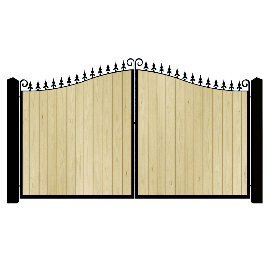 Metal Framed Driveway Gate in Pine - The Stratford