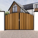 Metal Framed Driveway Gate with timber and bow top - The Dorchester