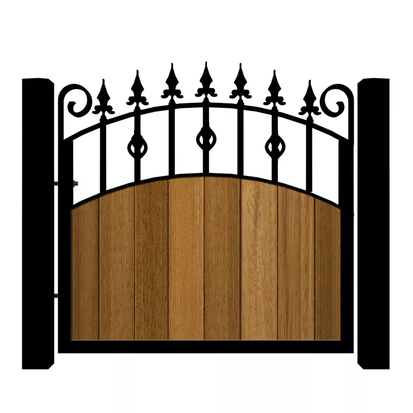 Metal Framed Garden Gate with Iroko - The Aberdeen