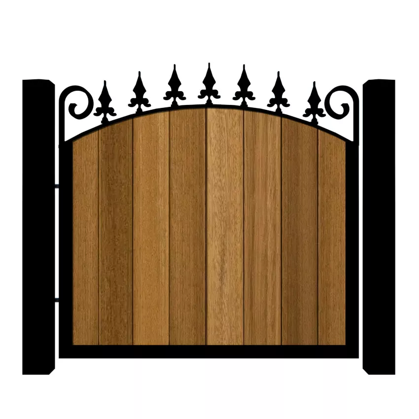 Metal Framed Garden Gate with Iroko - The Dorchester