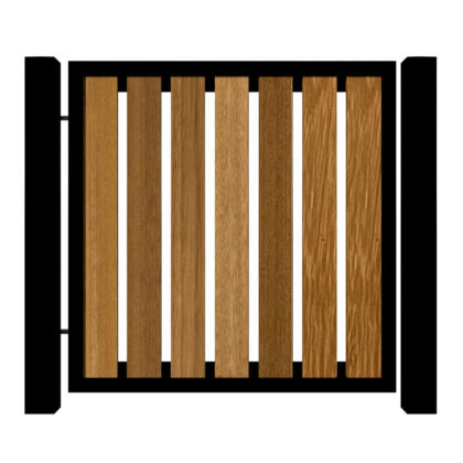 Metal Framed Garden Gate with Iroko - The Henley