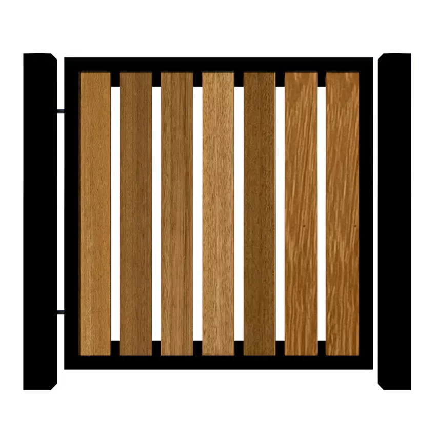 Metal Framed Garden Gate with Iroko - The Henley