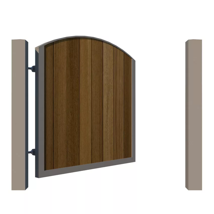 Metal Framed Garden Gate with Iroko - The Kent - open