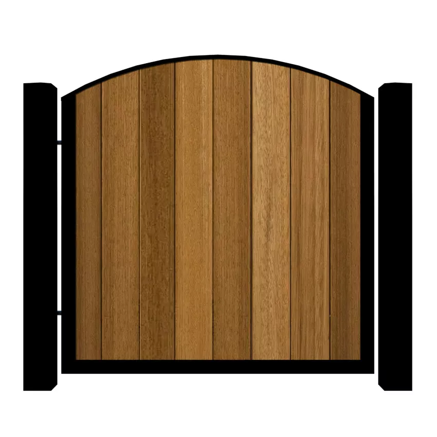 Metal Framed Garden Gate with Iroko - The Kent