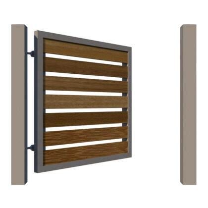 Metal Framed Garden Gate with Iroko - The Kingston - open