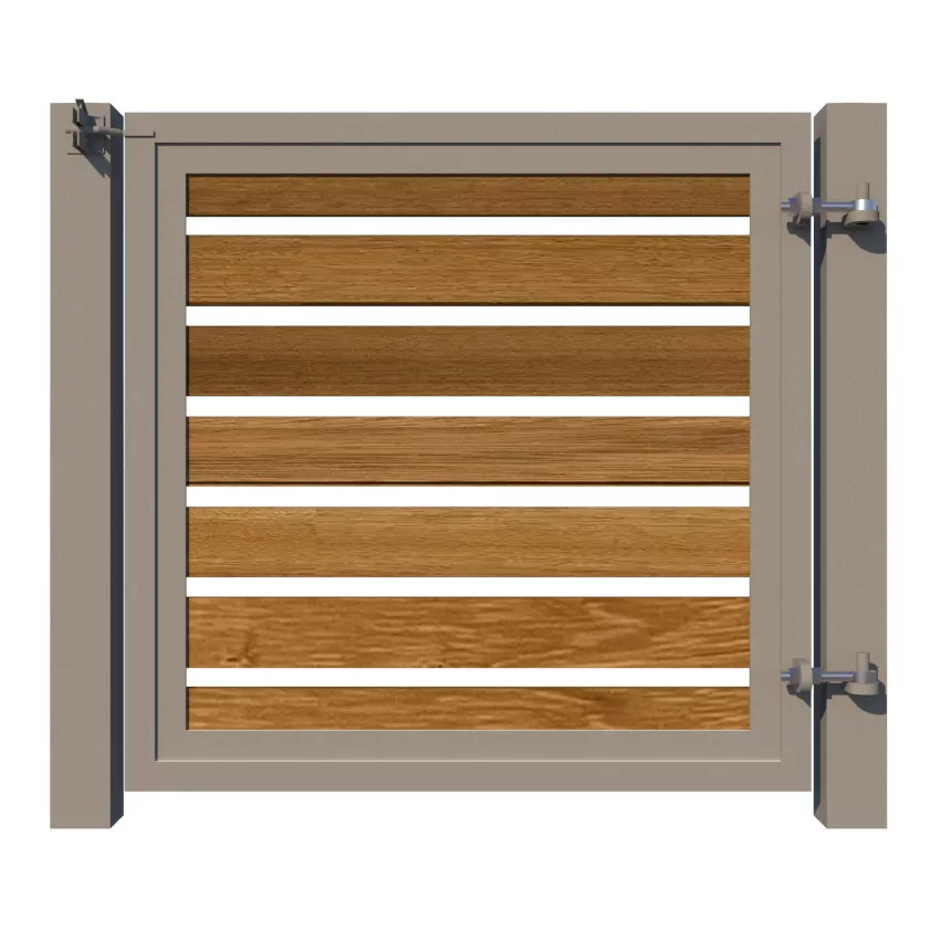 Metal Framed Garden Gate with Iroko - The Kingston - rear