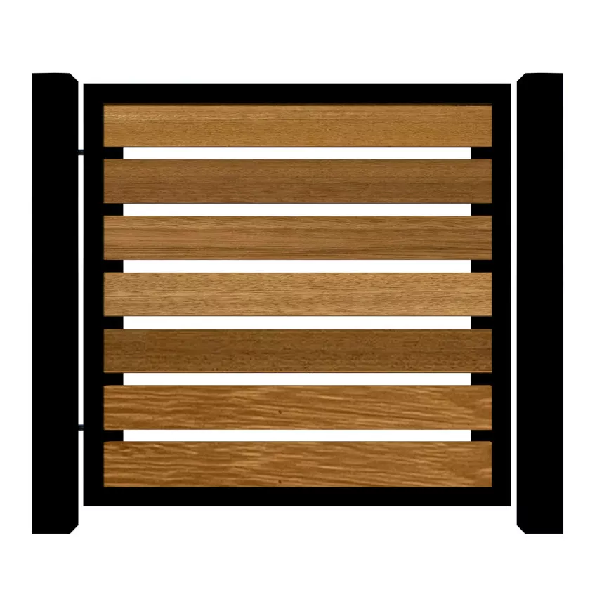 Metal Framed Garden Gate with Iroko - The Kingston