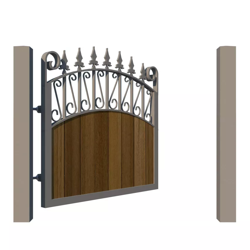 Metal Framed Garden Gate with Iroko - The Oxford - open