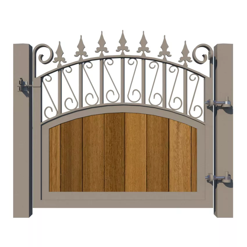 Metal Framed Garden Gate with Iroko - The Oxford - rear
