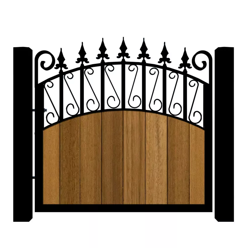 Metal Framed Garden Gate with Iroko - The Oxford