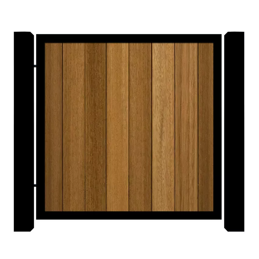 Metal Framed Garden Gate with Iroko - The York