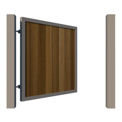 Metal Framed Garden Gate with Iroko - The York - open
