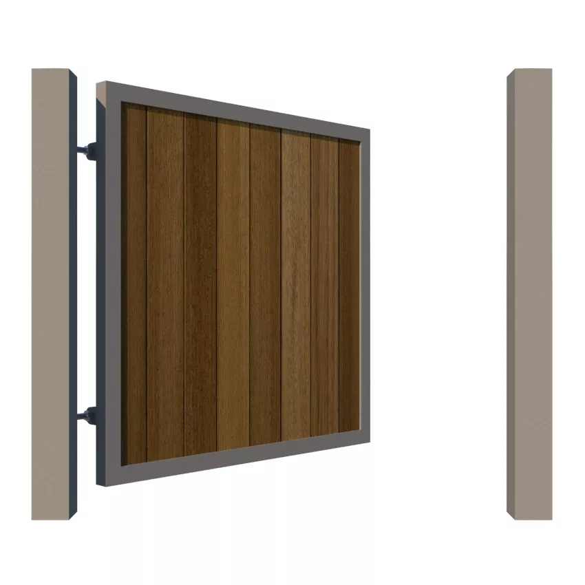 Metal Framed Garden Gate with Iroko - The York - open