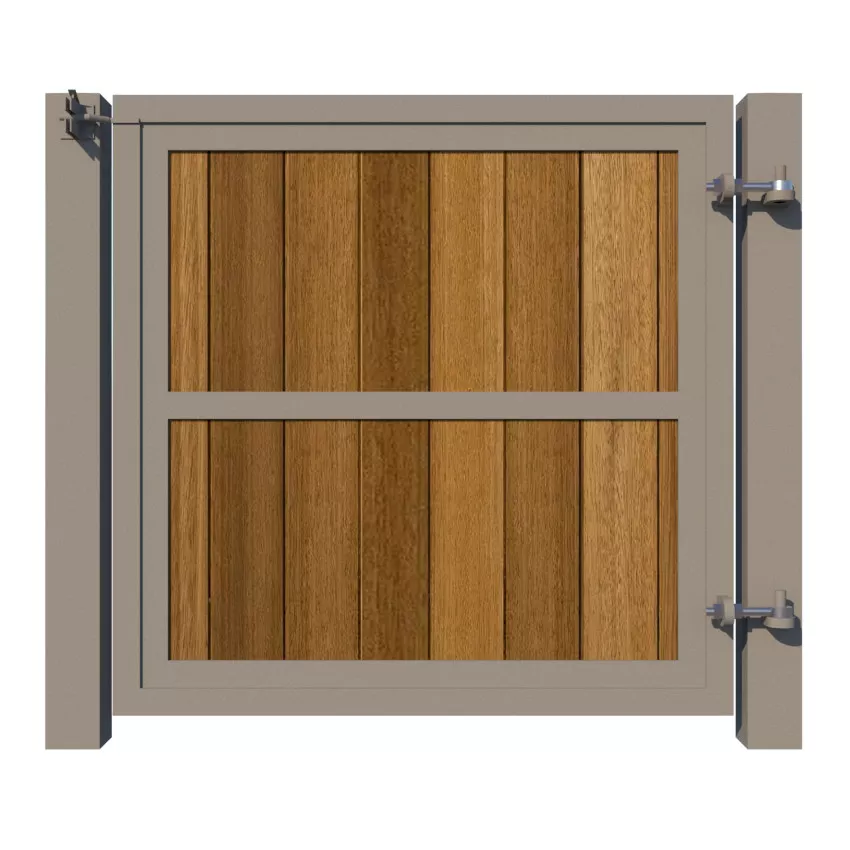 Metal Framed Garden Gate with Iroko - The York - rear