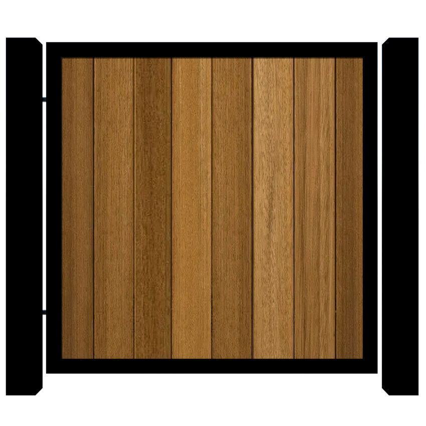 Metal Framed Garden Gate with Iroko - The York