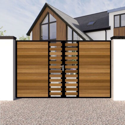 Metal Framed and Timber Driveway Gate - Flat-top-The Midhurst