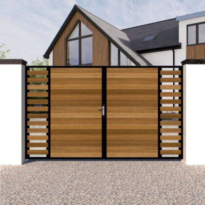 Metal Framed and Timber Driveway Gate - Flat-top-The Stamford